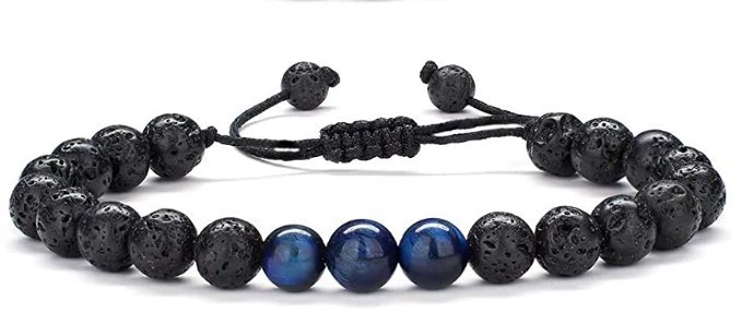 Bracelet GOLBALJEW woven aromatherapy tiger eye, 8 mm beads, adjustable 18.5 cm
