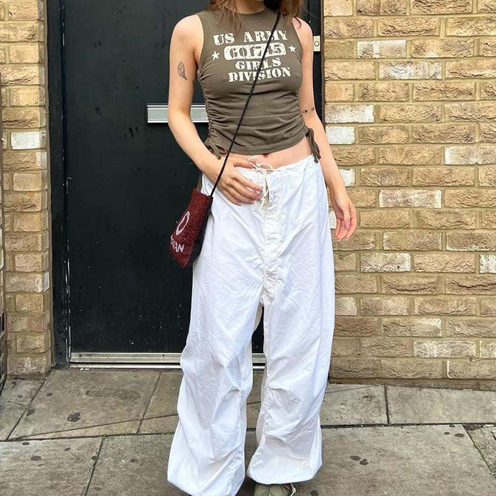 2022 Spring/Summer New Women's Personalized Street Solid Color Loose Low Waist Casual Pants_voghion.com