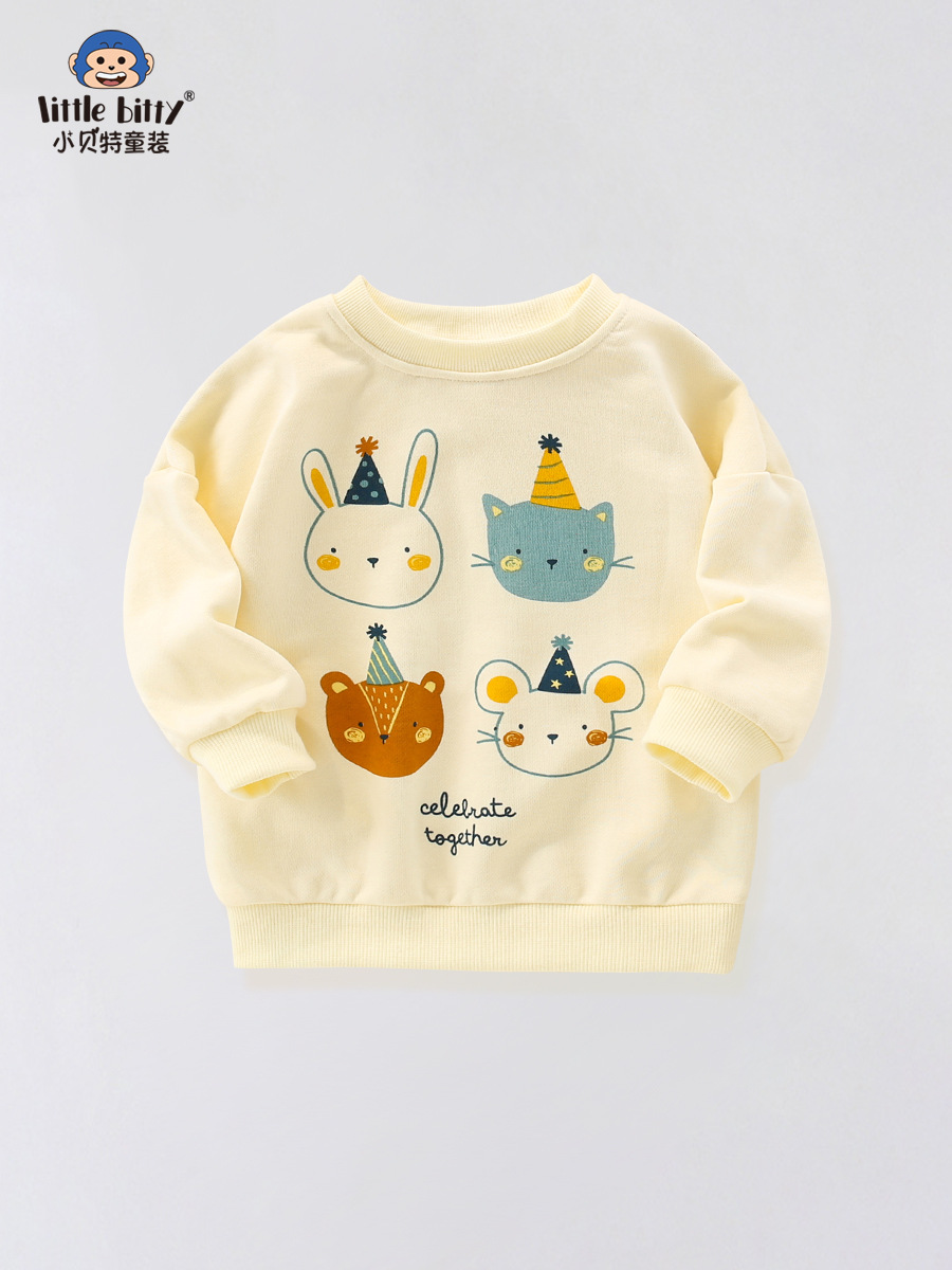 Spring and Autumn 2024 Children's Long Sleeve Warm Sweatshirt Children's Clothing Cartoon Animal Cute Top Clothing Children's