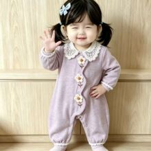 婴儿连体衣女宝宝哈衣春季新款穿秋裤洋气外出服韩系甜美满月百天
