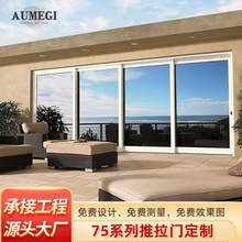 NFRC认证厨房推拉门三联动适用于冷热气候楼梯隔断门重型推拉门