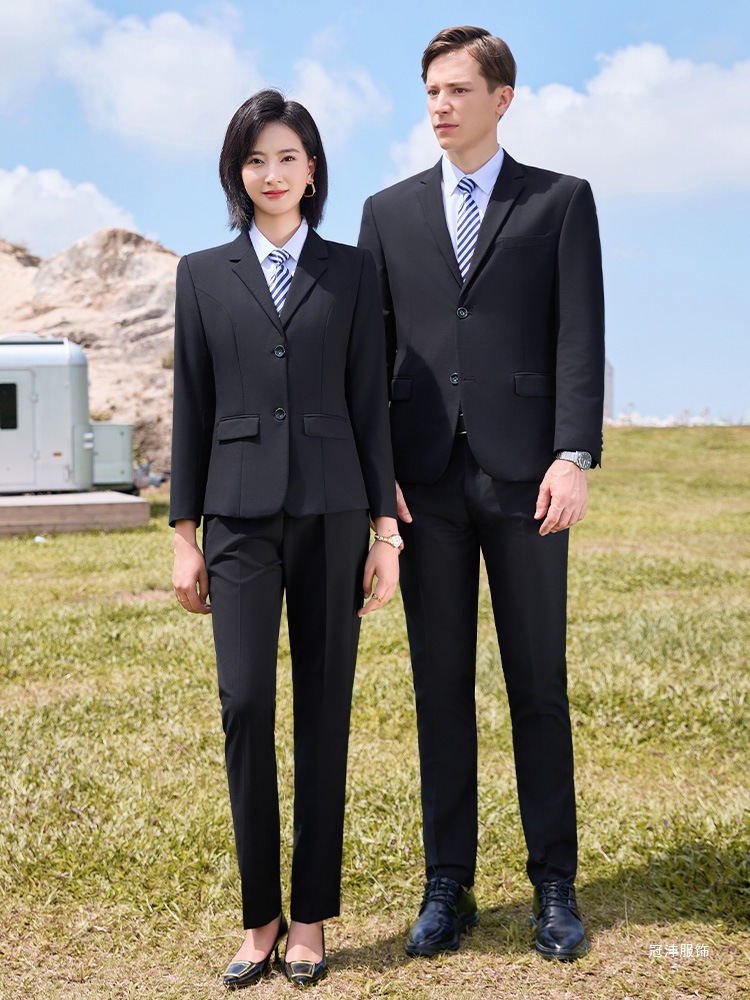 长袖职业装男女工作服西服套装西装同款蓝色商务小西装正装装面试
