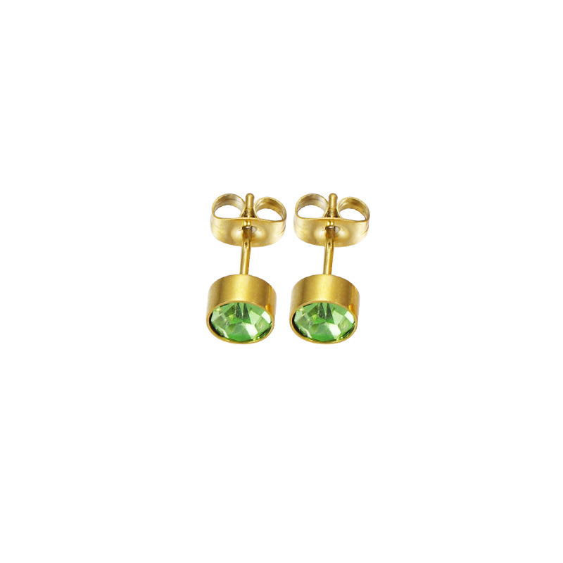 Fashion Geometric Stainless Steel Inlay Birthstone Ear Studs 1 Pair display picture 7