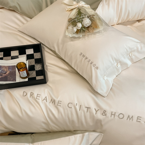 Light luxury 60-count Xinjiang long-staple cotton four-piece embroidery set, pure cotton 4-piece set, pure cotton bed sheet, quilt cover, bedding wholesale