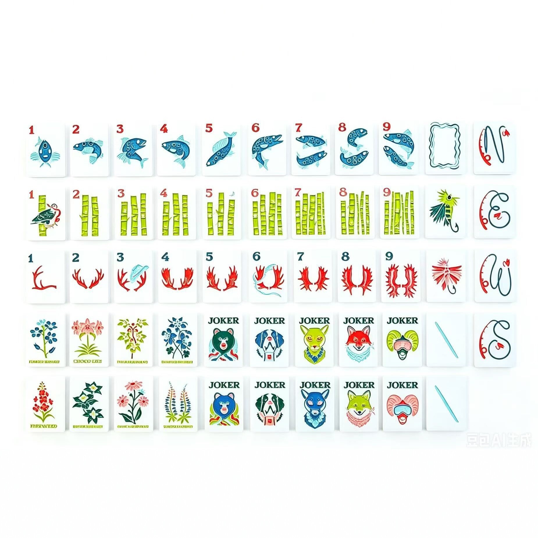 American Mahjong Tiles Portable Single-Layer Acrylic with Front and Back Engraved and Painted Animal Patterns for Outdoor Hand-Play Mahjong