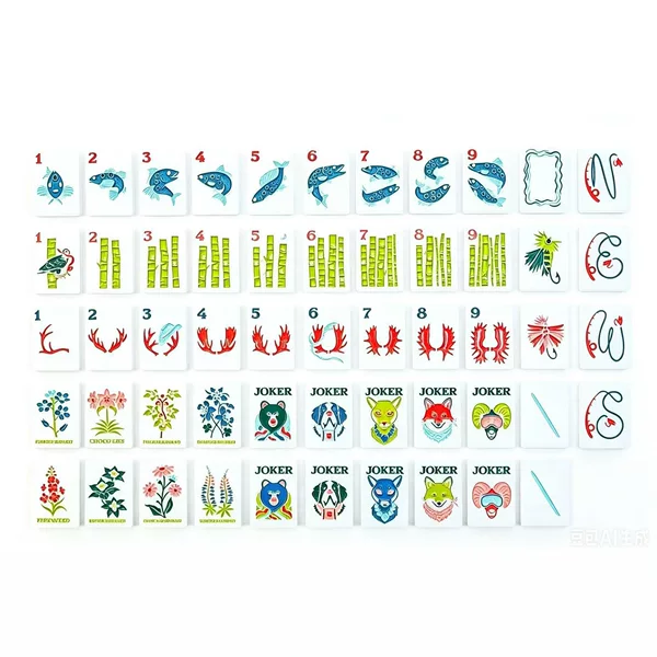 American Mahjong Tiles Portable Single-Layer Acrylic with Front and Back Engraved and Painted Animal Patterns for Outdoor Hand-Play Mahjong