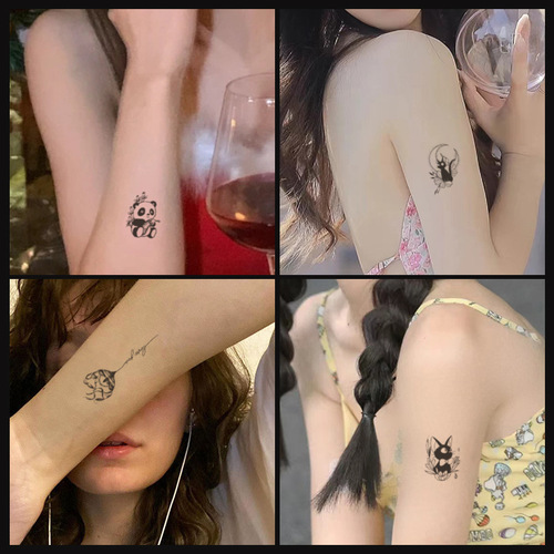 Herbal juice waterproof long-lasting tattoo stickers for women simulated sexy clavicle flower butterfly small fresh non-reflective stickers