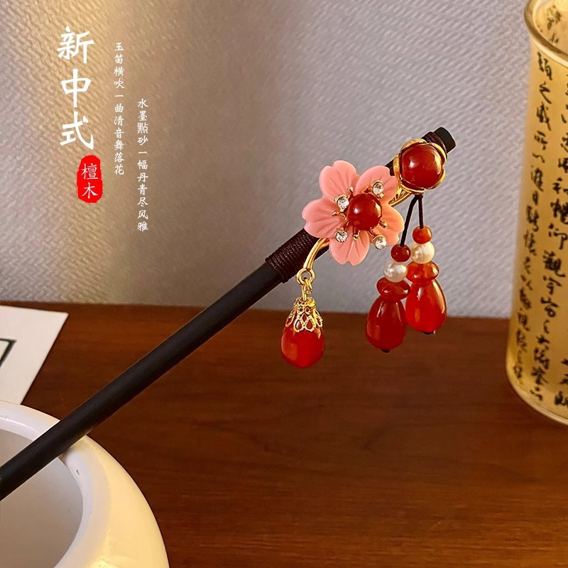 Nuevo estilo chino rojo flange U pinzas de cabello para mujeres otoño invierno de alto nivel pinzas de cabello estilo antiguo pinzas de ropa de estilo chino pinzas de Año Nuevo tocado