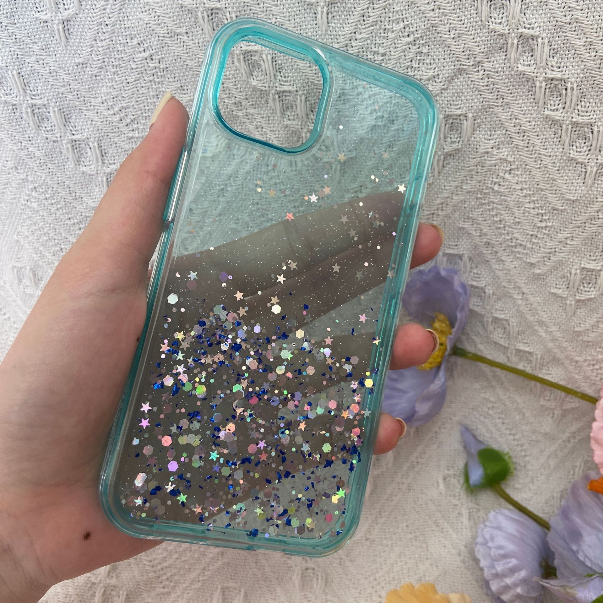 外贸批发适用于OPPO  A79天池二合一TPU染色PC滴胶闪片手机保护套