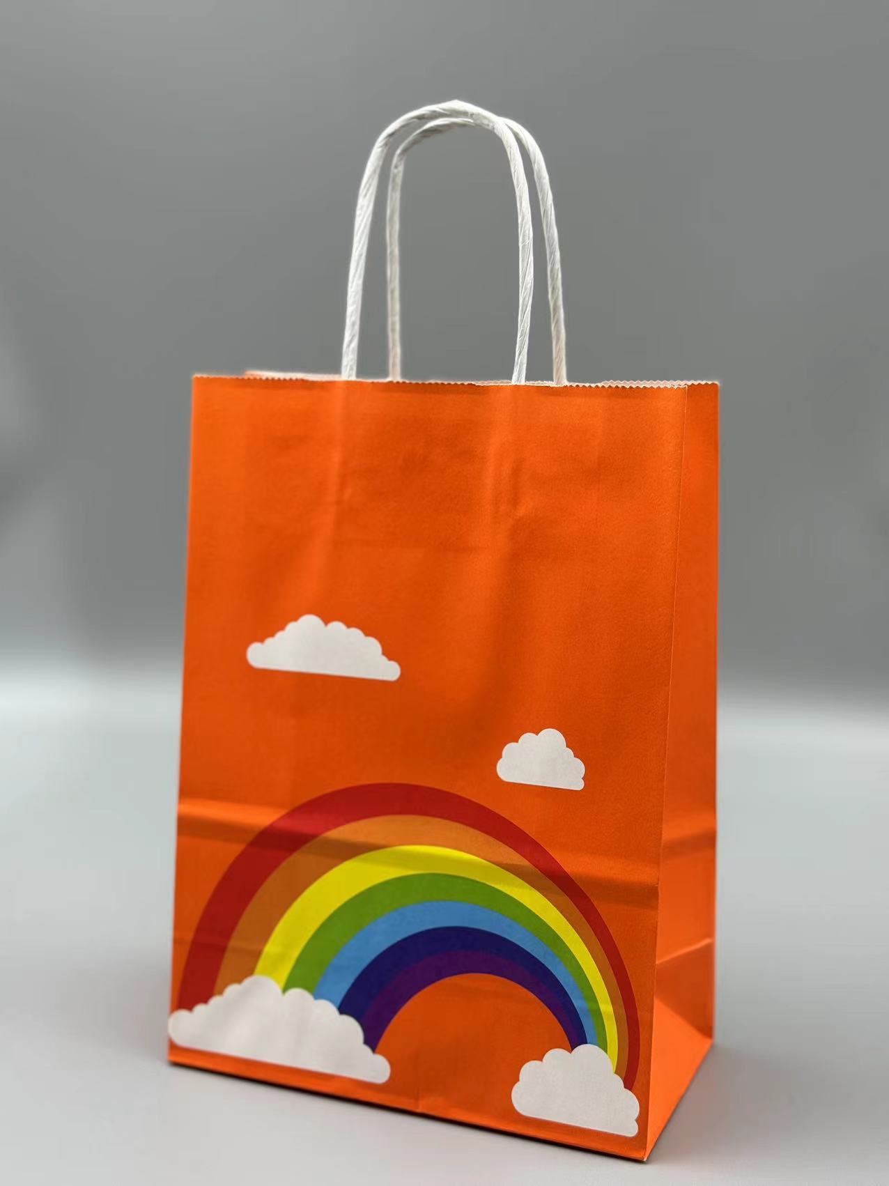 Transfronterizo Nuevo Arco Iris bolsa de embalaje de papel Kraft tuerca snack regalo embalaje bolsa de papel leche té ropa regalo portátil
