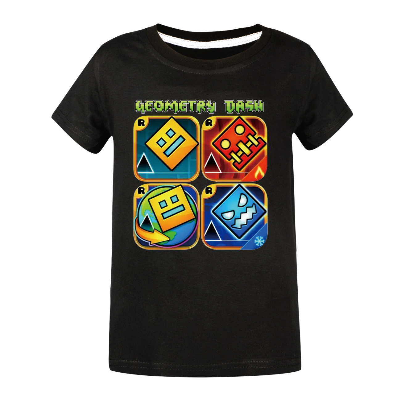 Geometrie Dash T-shirt Kinder Cartoon Kleidung Jungen 100% Baumwolle T-shirt Kinder Mode Kleidung Kleinkind Mädchen Kurzarm Tops – Detail 9