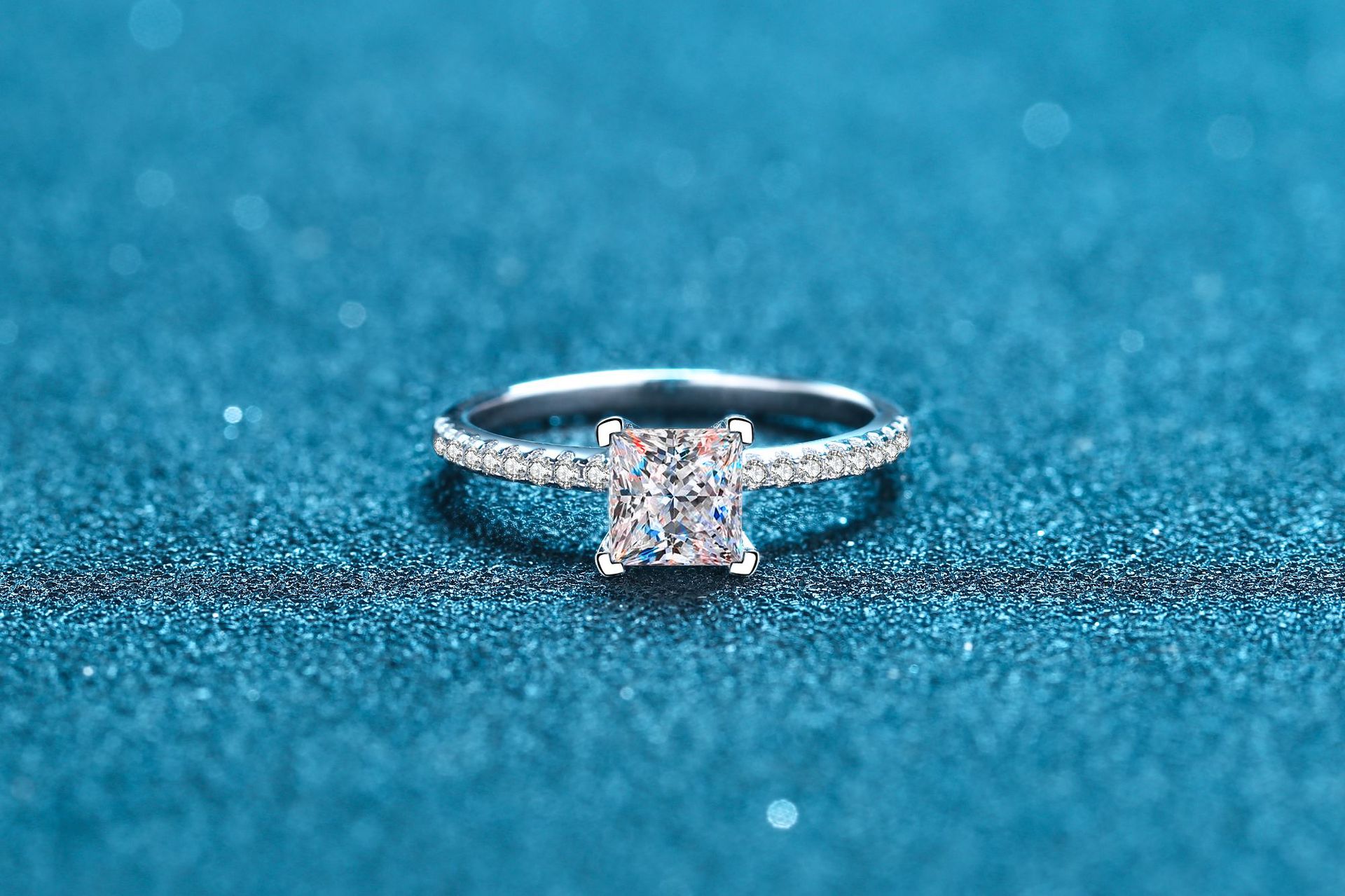 925 Sterling Silver Material Geometric Pattern 925 Sterling Silver Moissanite Zircon Geometric Rings