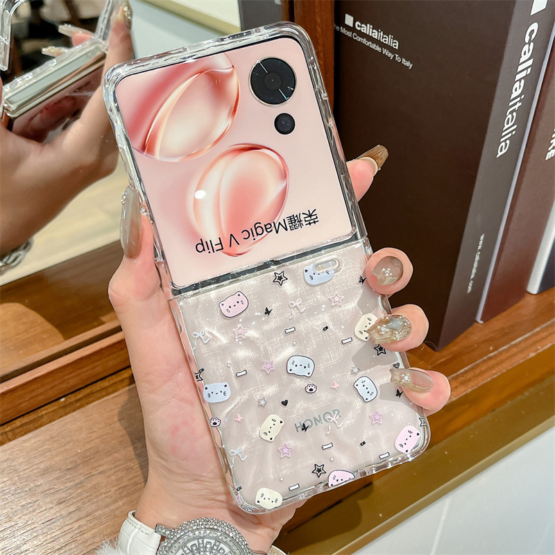 Transparent Folding Phone Case For Honor Magic V Flip With Bracelet_voghion.com