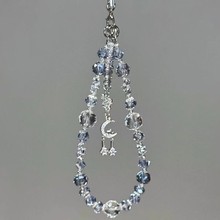 【海蓝冰川】超冰透夏季星星月亮串珠手机链精致爆闪小众手机挂链