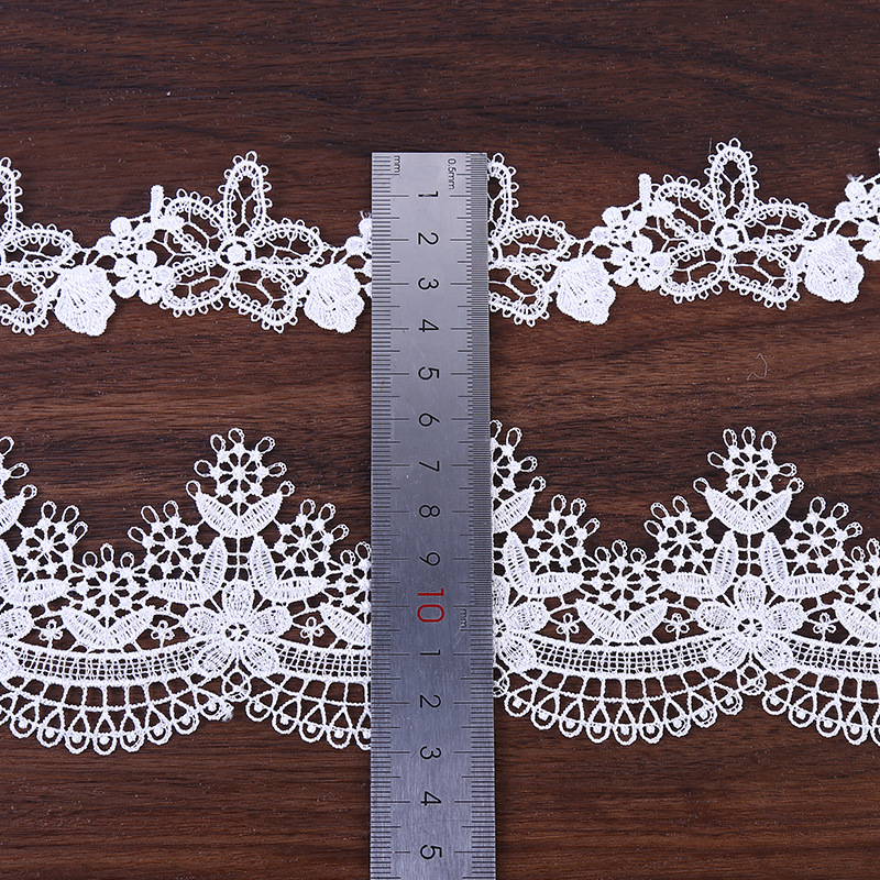 White wavy accessory, cloth, 7cm, with embroidery