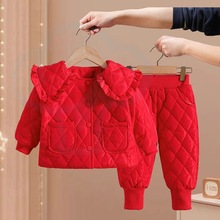 女童秋冬装洋气棉衣2-3岁宝宝中长款加厚加绒保暖1棉衣婴儿外出服