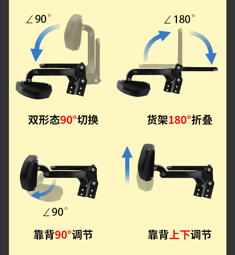 Suitable for Zongshen Cyclone Aqs250 Bumper Folding Backrest Quick-Release Side Bag Rear Rack Rear Backrest Modification Parts