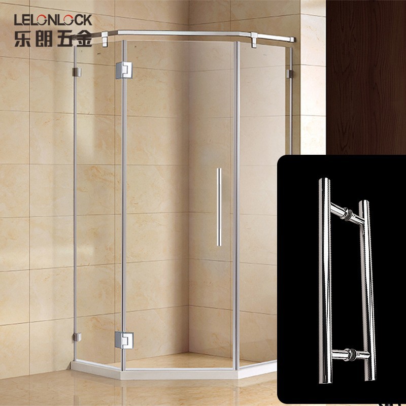 Manija de la puerta de vidrio en forma de H gruesa Manija de tubo redondo 304 de acero inoxidable personalizada Manija de la puerta de vidrio del baño de la oficina image 4
