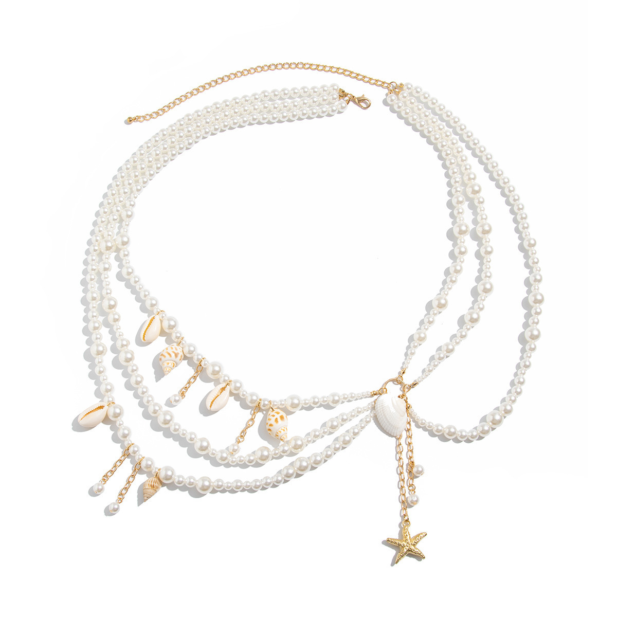 Cadena de cintura con concha y perlas para playa verano_voghion.com