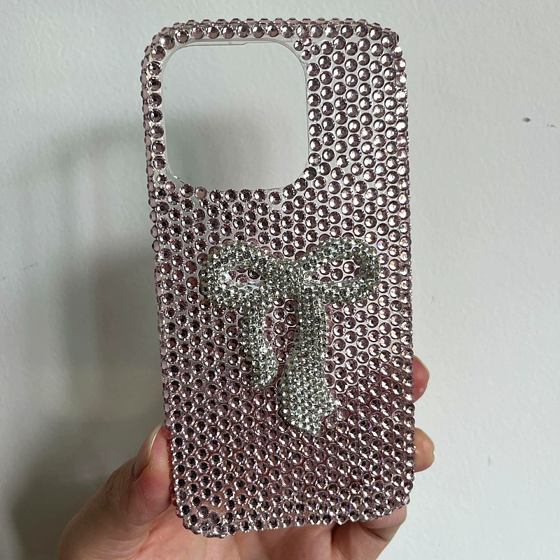 Чехол для телефона Apple iPhone 17 серии — бант, инкрустация стразами, универсальная совместимость