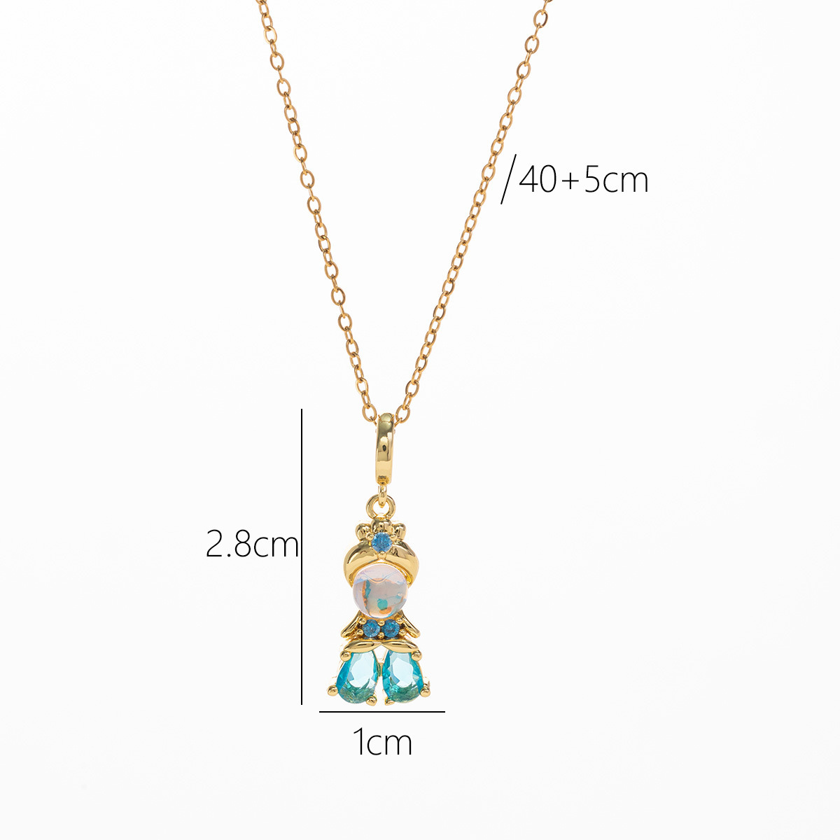 10g Weight Wholesale Jewelry Elegant Cartoon Character Copper Zircon Plating Pendant Necklace Cable Chain