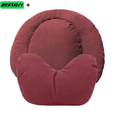 Waist support – and lumbar support integrated sports - two-year-warranty-1-set-of-car-grade-suede-no-1-lumbar-support-u-shaped-pillow-perforated-in-volcano-red
