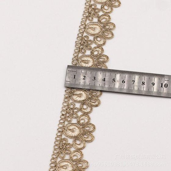 4cm Golden Strand Embroidery Lace Accessories Wholesale Ethnic Clothing Hanfu Cheongsam Accessories Bar Code Ribbon