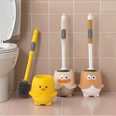 新しいかわいいトイレブラシ家庭用デッドコーナーなし漫画液体トイレブラシ浴室しゃがみトイレプレスクリーニングブラシ