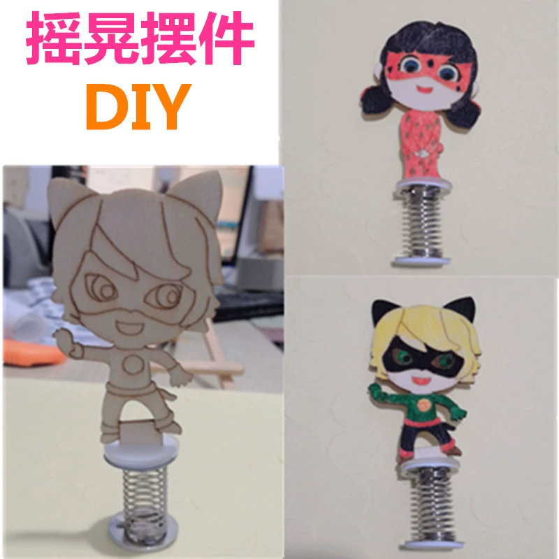 Детские качели ручной работы DIY пружинная база TikTok в том же стиле, автомобиль трясется деревянный, белый эмбрион окрашен учебные материалы