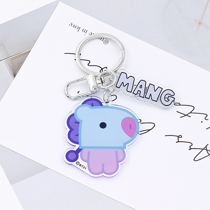 韓国版ボーイズグループ BT21 漫画キーホルダー男性と女性のカップル RJ TATA バッグ車のキーホルダーペンダント|undefined
