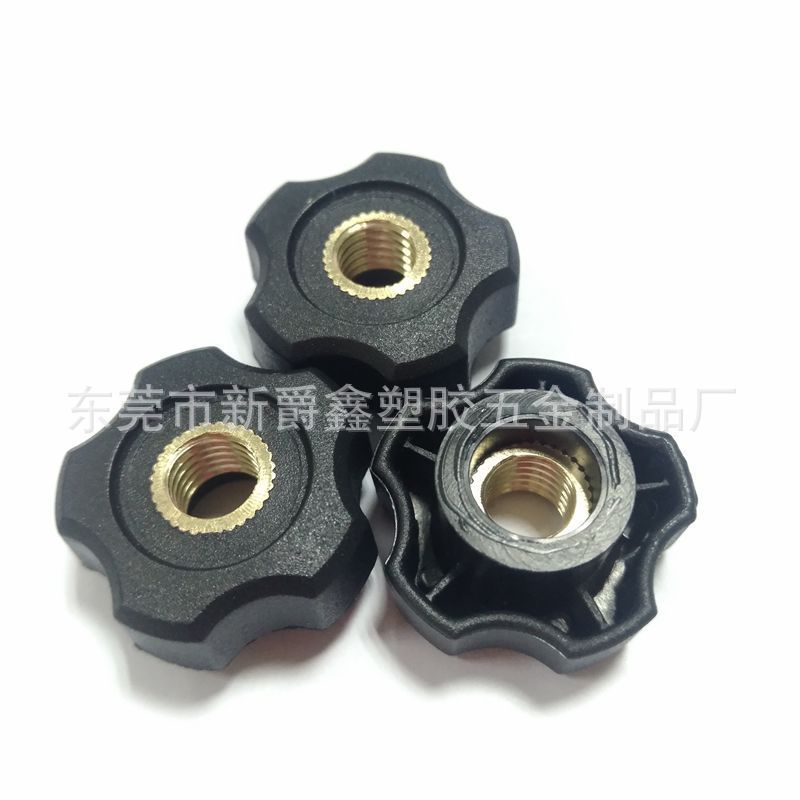支架旋钮26mm-m8五角通孔塑料胶头螺母塑胶旋钮手拧螺母注塑模具