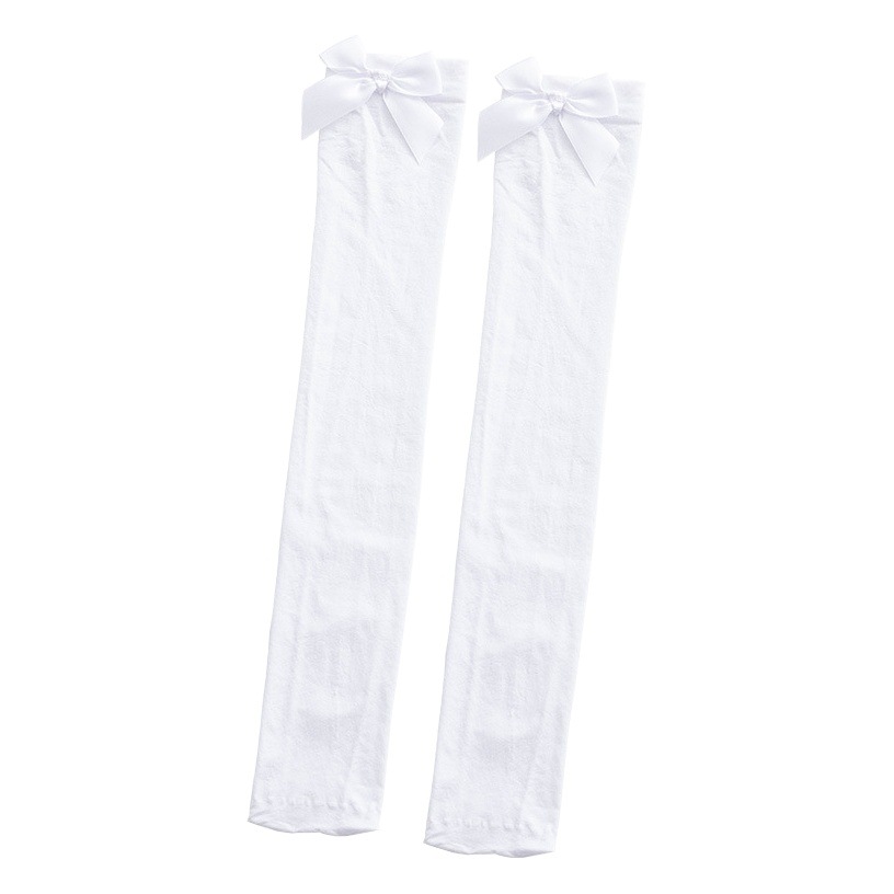 JK medias de las mujeres delgadas sobre la rodilla medias de terciopelo Lolita arco blanco estilo preppy calcetines de pantorrilla