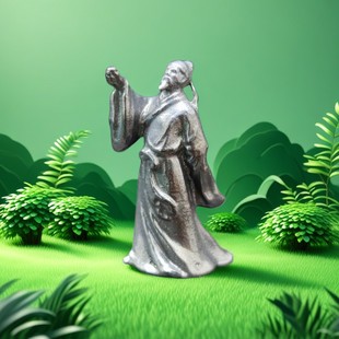 Metal Plated Copper Dressed Li Bai Invited Moon Small Ornaments to Raise a Glass