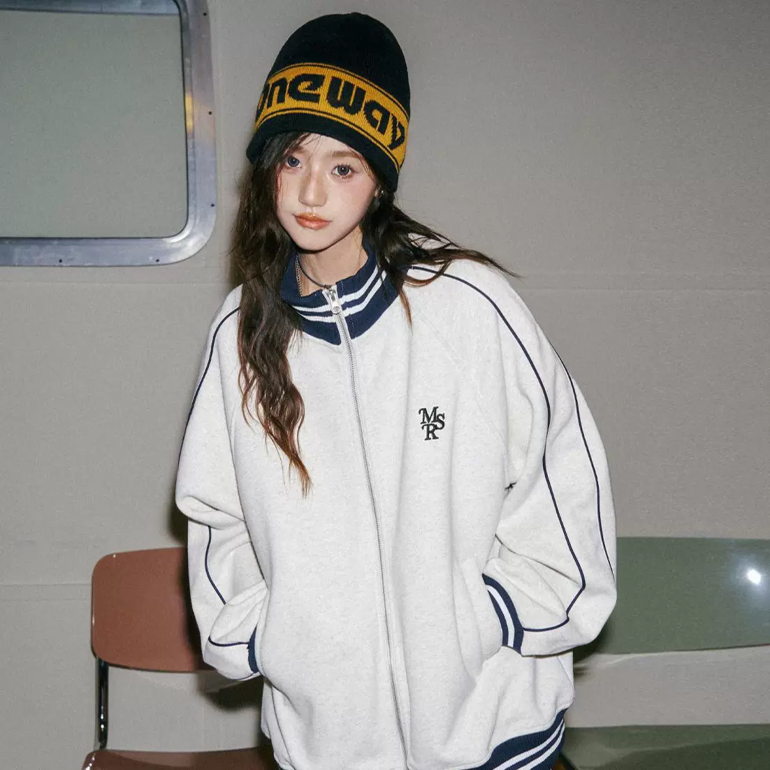 博思伦定制棒球服早秋外套女美式立领卫衣休闲宽松慵懒夹克上衣