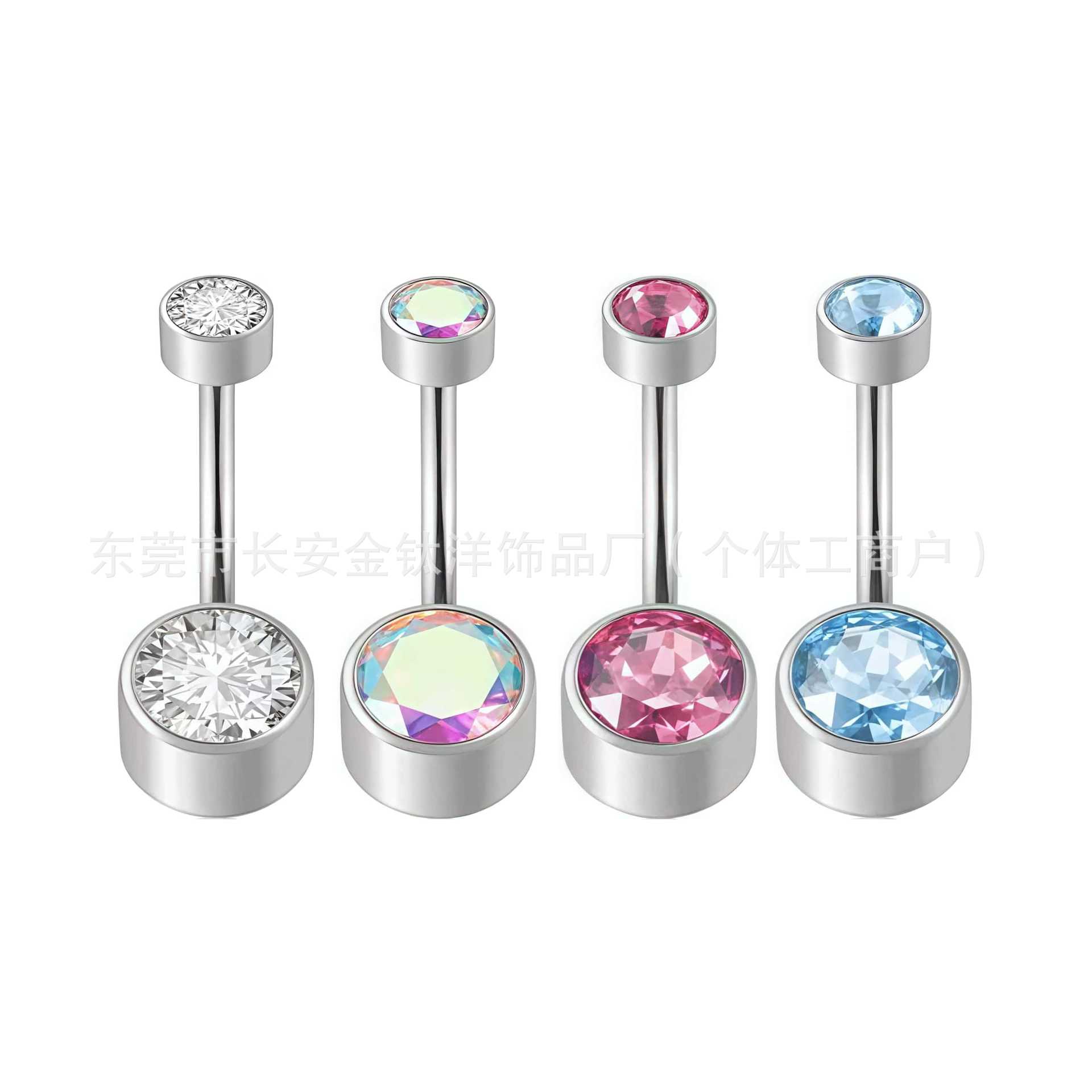 F136 Titanium Internal Thread Cylindrical Navel Ring with 5A Zircon G23 Titanium Body Piercing detail image 8