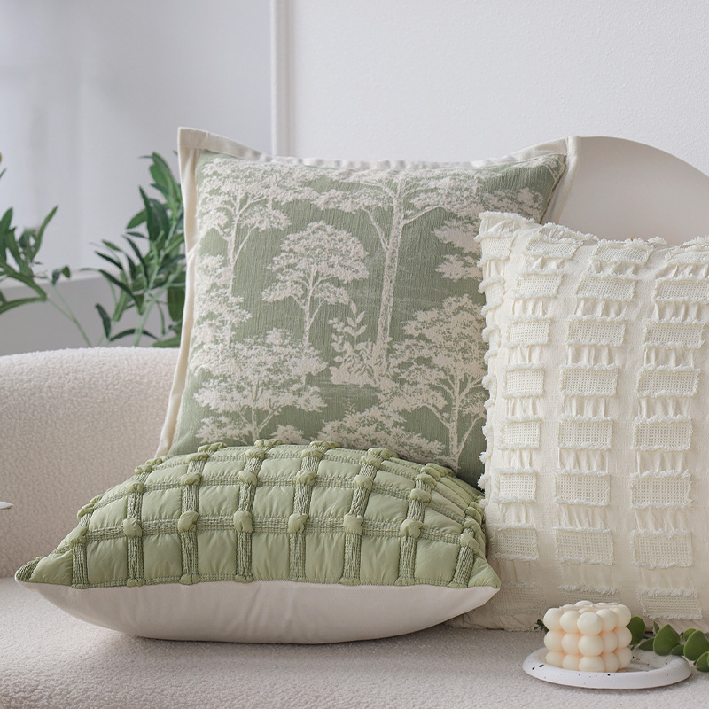 Ins Cream Style Pillow Green Cushion Pillow Case Living Room Sofa Model Room Bay Window Cushion Without Core