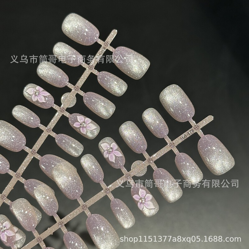 Wearable Nails Purple Ice Flower Cat Eye Short Oval Ins Popular Wearable Nails Manicure Pieces Handmade Prefabricated Nails Finished Products Wearable Nails Purple Ice Flower Cat Eye Short Oval Ins Popular Wearable Nails Manicure Pieces Handmade Prefabricated Nails Finished Products