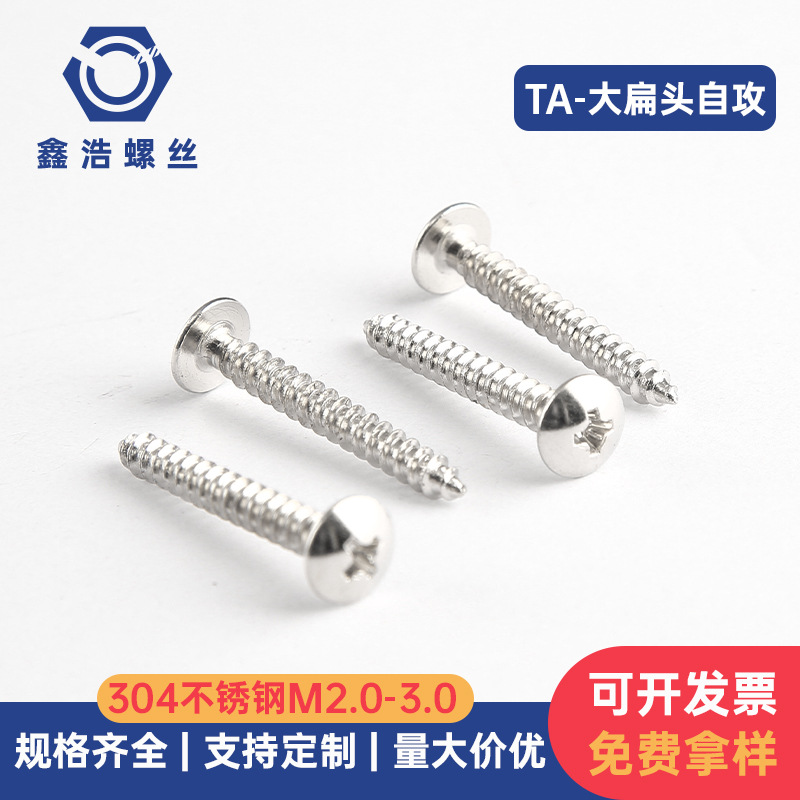 304不锈钢十字大扁头自攻批发TA十字大伞头自攻尖尾螺丝M2.0-M3.0
