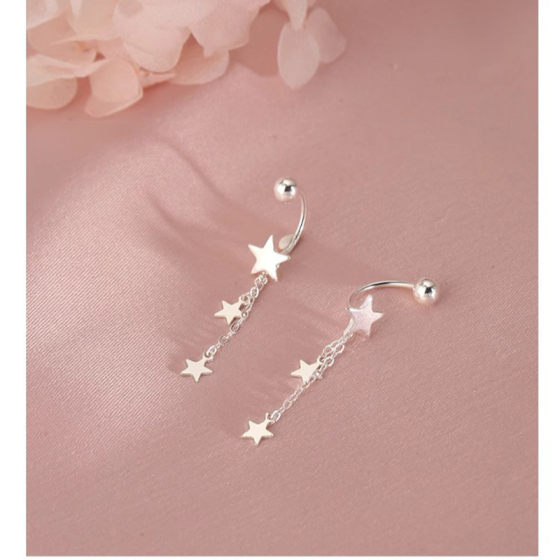 New Star Tassel Earrings Little Red Book Explosions Temperament Simple Fashion Star Moon Earrings Fairy Gift for Girls