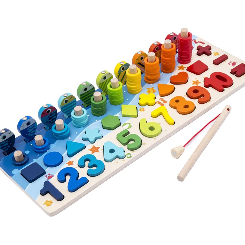 Cinco en uno tablero logarítmico juguetes educativos para niños forma digital pesca aritmética bloques de construcción educación temprana inteligencia desarrollo rompecabezas