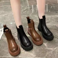 厂家直销马丁靴女加厚雪地靴2025秋冬新款烟筒靴防滑洋气切尔西短