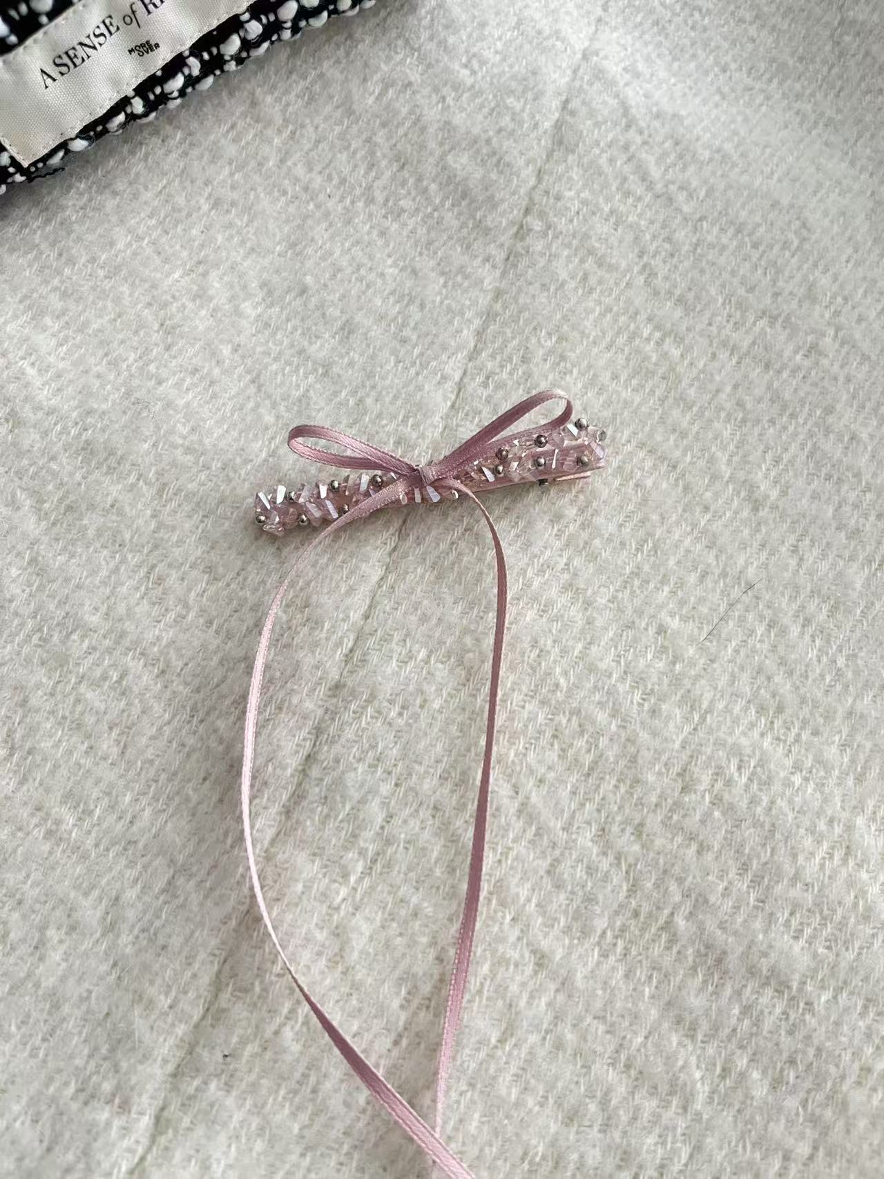 Glitzernde Haarspange mit Schleife und Entenschnabelform für Damen, Stirn- und Pony-Haarspange, Haarnadel, Haaraccessoire_voghion.com