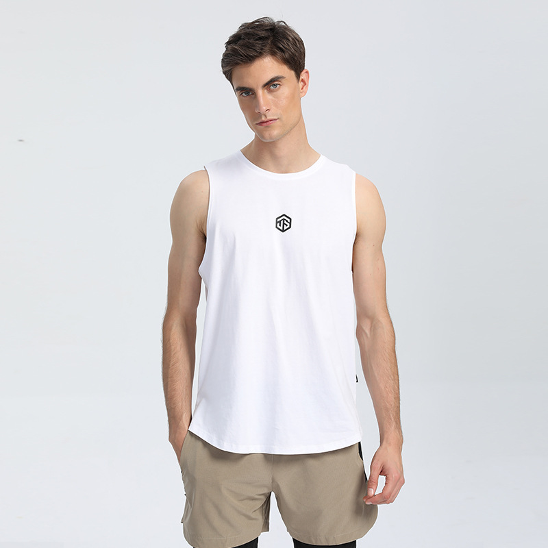 Verano de los hombres corriendo deportes Chaleco de secado rápido fitness transpirable de algodón sin mangas crossbody bottoming undershirt personalizado impreso LOGO