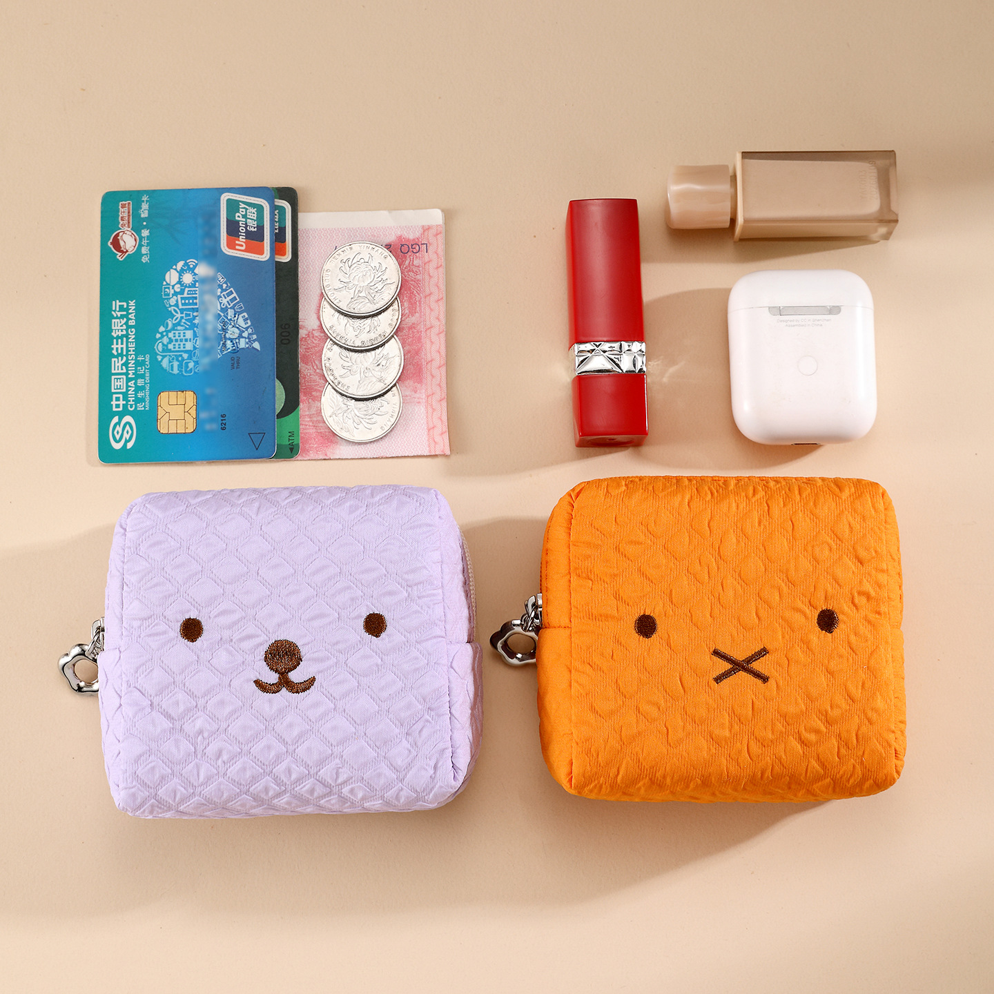 Nuevo tipo de bolso de tela simple bolso de almacenamiento portátil lindo bolso de cambio suave bolso de tarjetas bolso de maquillaje lápiz labial