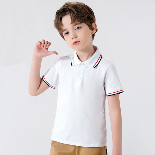 Boy's T-shirt Summer Thin Pure Cotton Children's T-shirt Set Boy's Polo Shirt Girl's POLO Skirt School Class Uniform Kindergarten Uniform