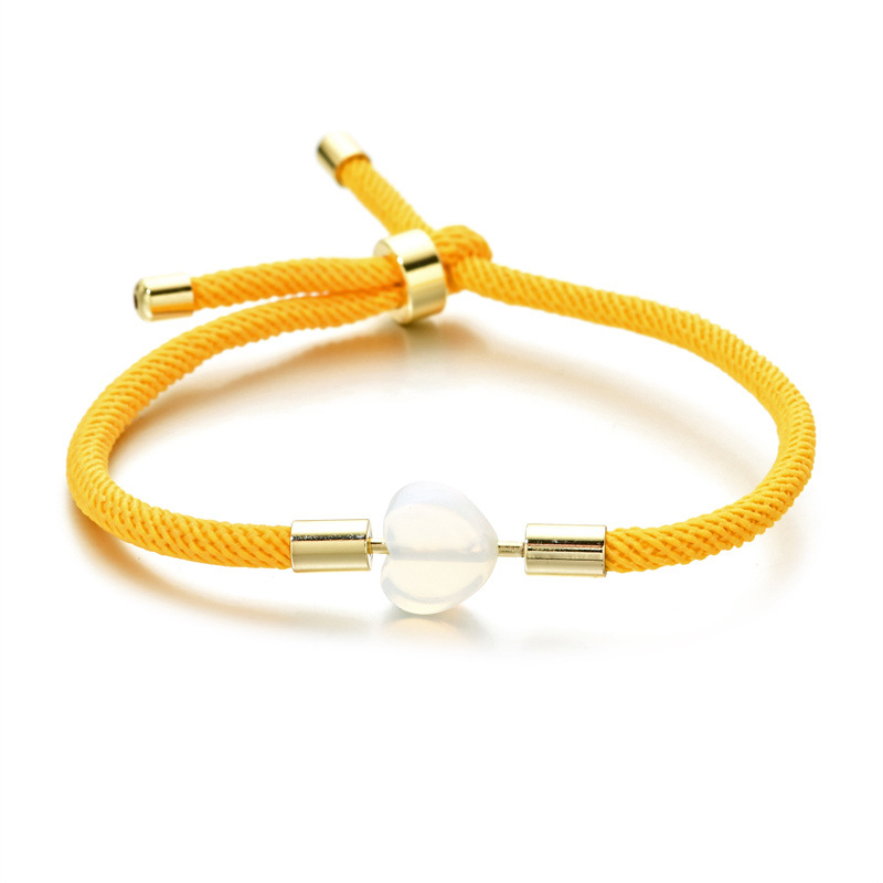 Europa y América transfronteriza de cobre ajustable con cuentas en forma de corazón pulsera de piedra azul de Milán cuerda de las mujeres DIY pulsera retráctil