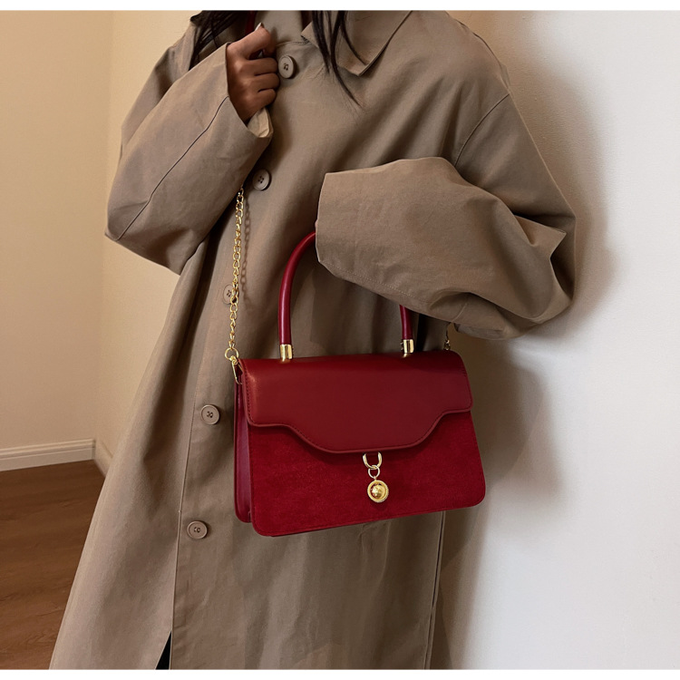 Borsa a tracolla in velluto rosso retro piccola borsa a mano sposa_voghion.com