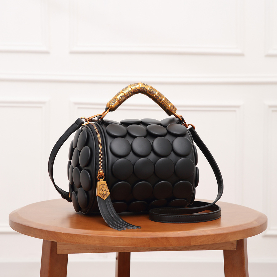 Damen-Handtasche mit Polka-Dots, Herbst/Winter, kreativ, klassisch, stylisch, Schultertasche, Umhängetasche_voghion.com