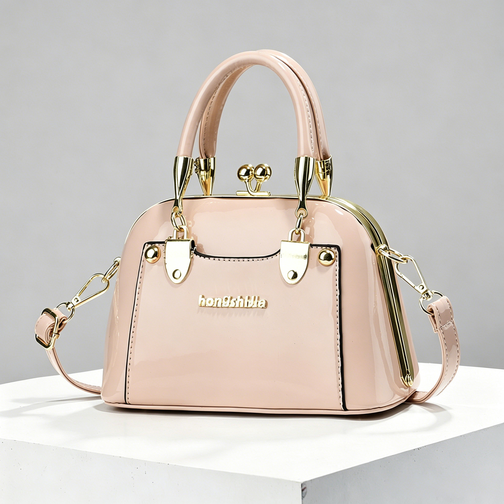 2026 nuevo retro oro fijo bolso de mano concha de mujer ligero lujoso bolso de cuero brillante temperamento transfronterizo bolso de hombro de mujer image 14