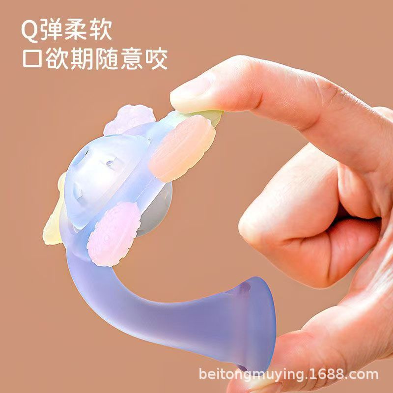 Diente de goma para bebés dientes fijos palito de molienda juguetes de campana palma de silicona mordida puede hervir la mano